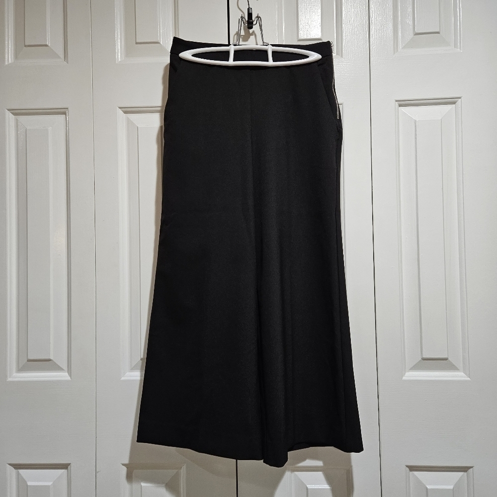 Aritzia Wilfred Wide Leg Side Zip Cropped Pant Black Size 2 - Picture 6 of 8